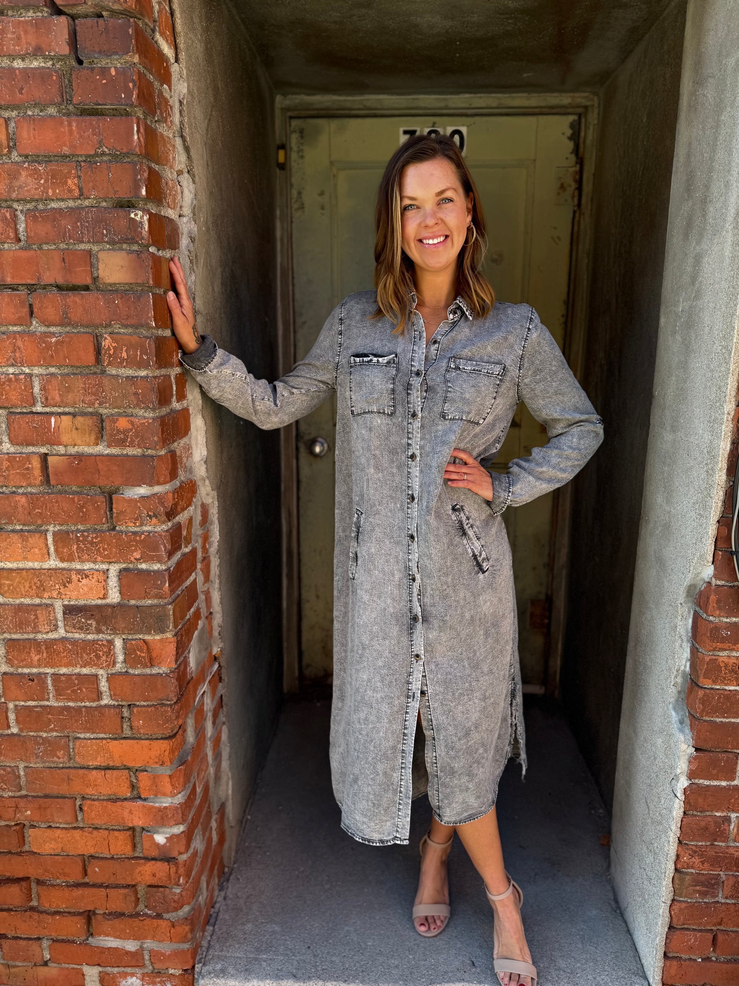 Dark Denim Tencel Denim Shirt Dress