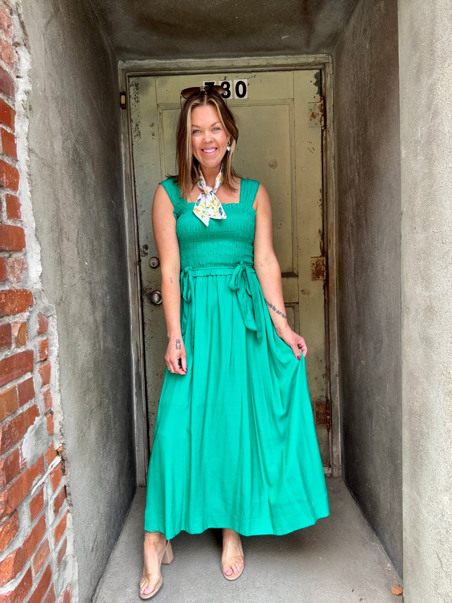 Bow & Bloom Dress - Green