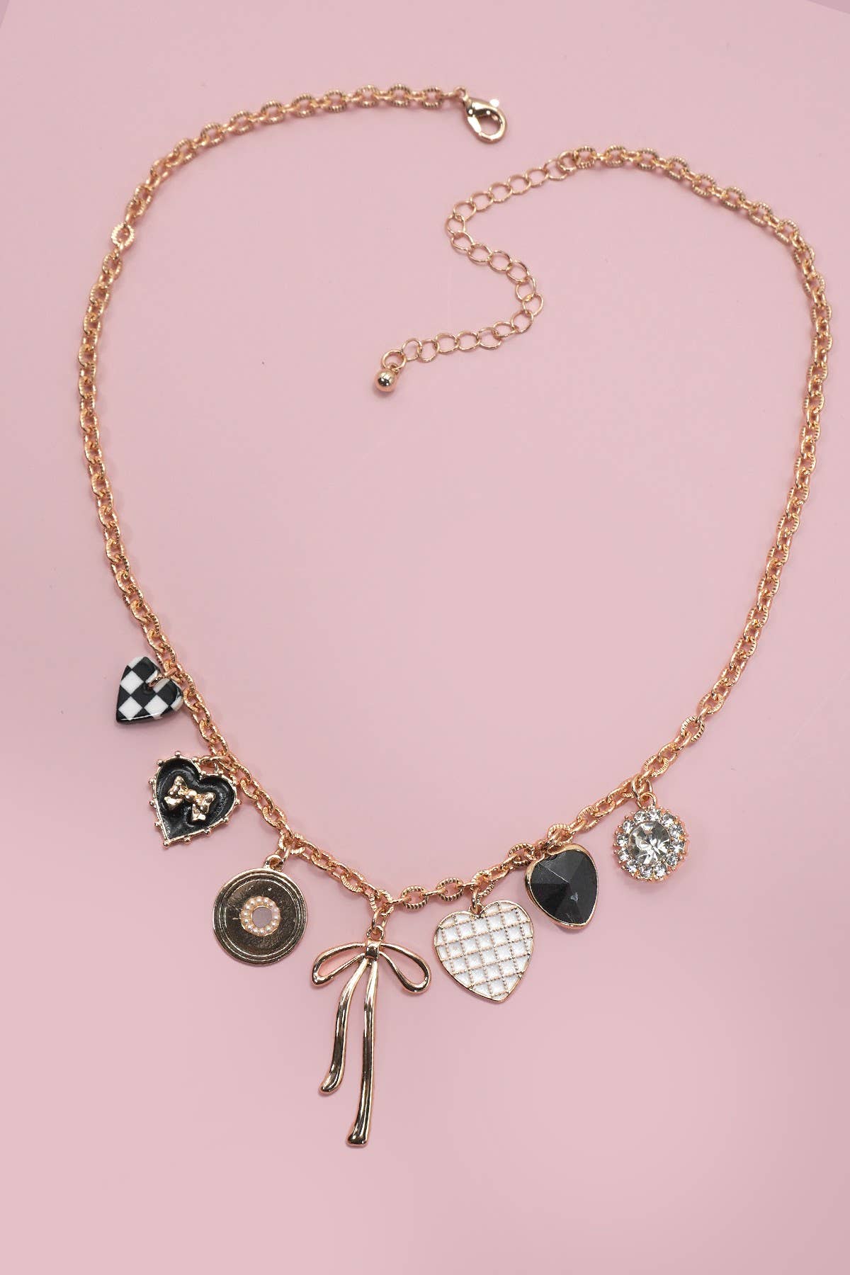 Charm Necklace Checkered Heart