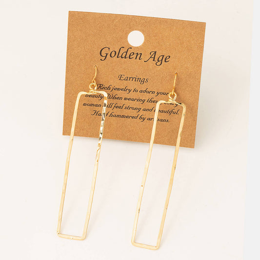 Wire Rectangle Drop Earrings: GOLD