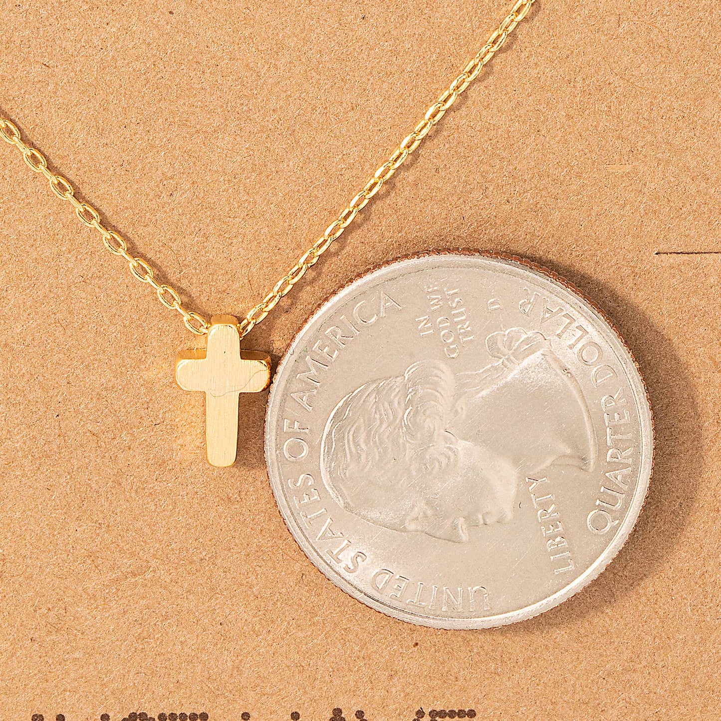 Dainty Mini Cross Pendant Necklace: Gold