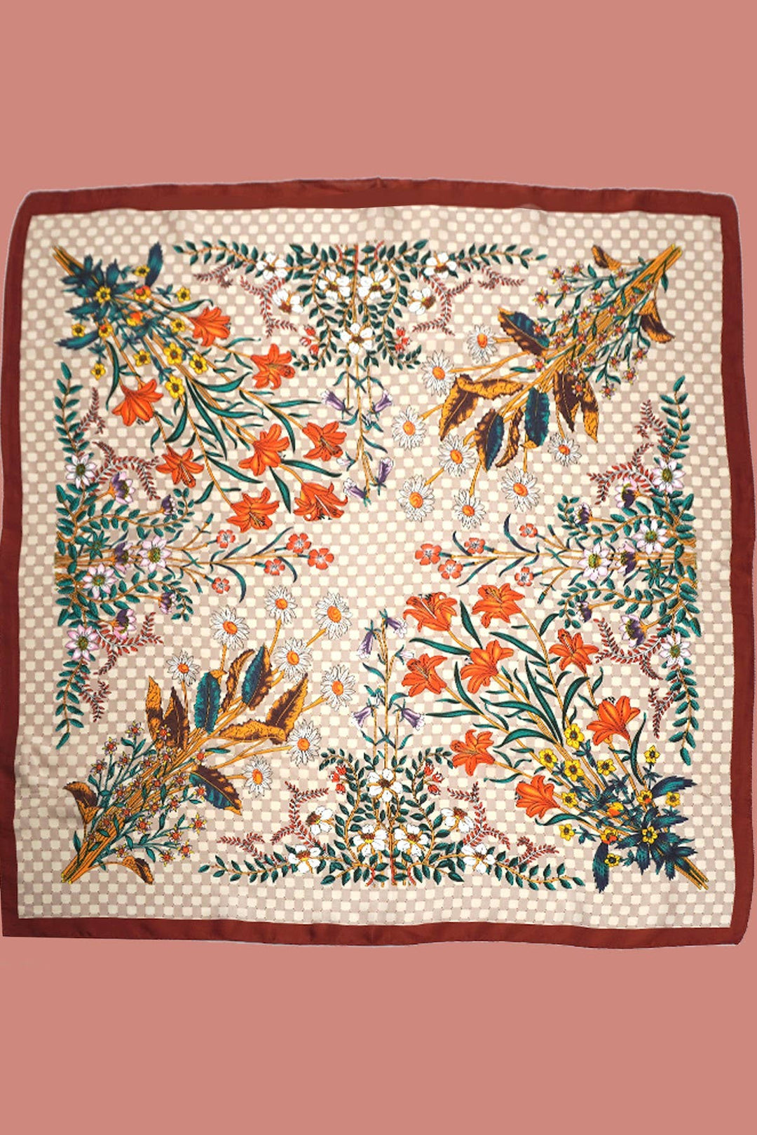 Brown Print Bandana Scarf