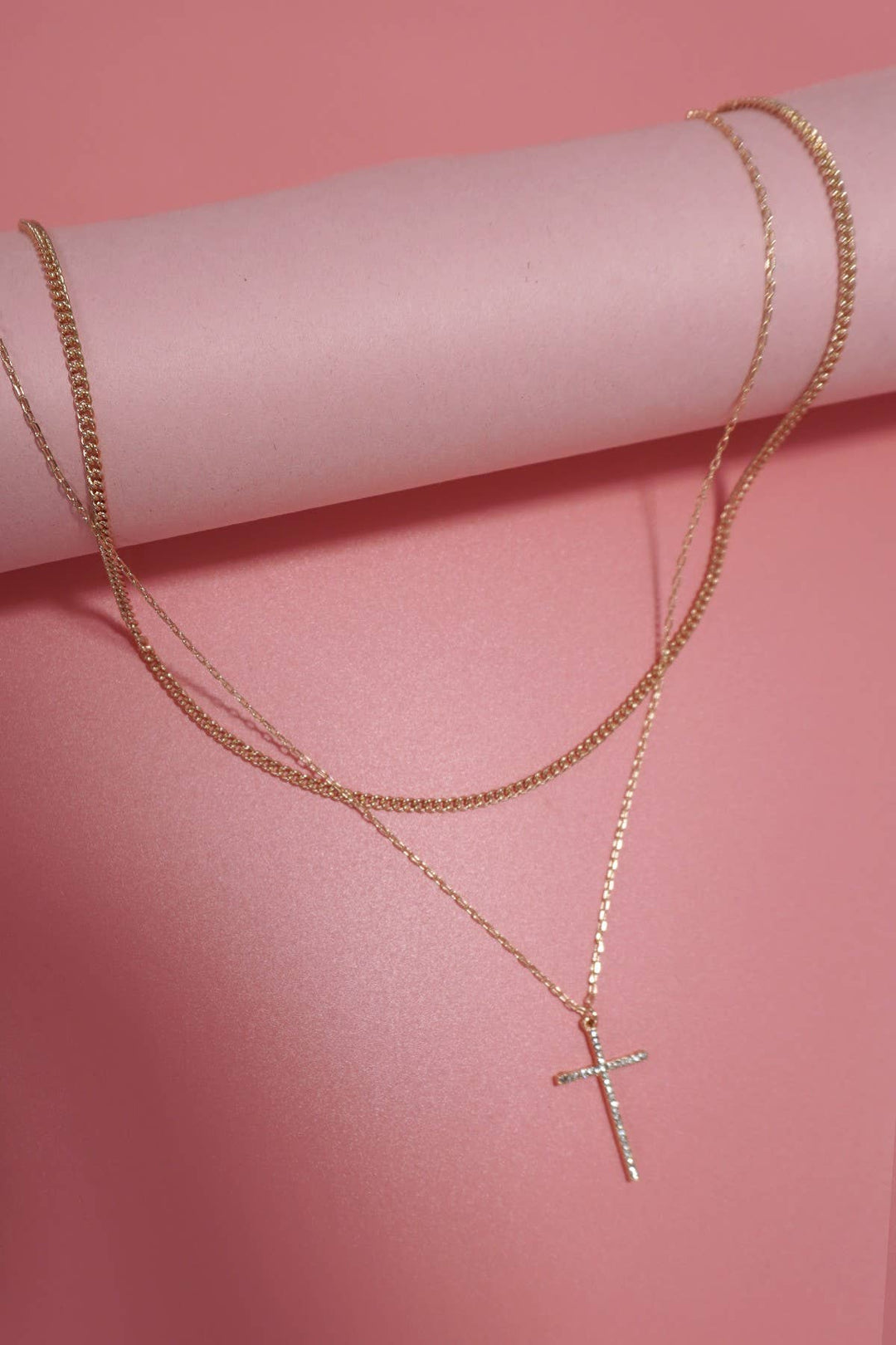 Double Layer Rhinestone Cross