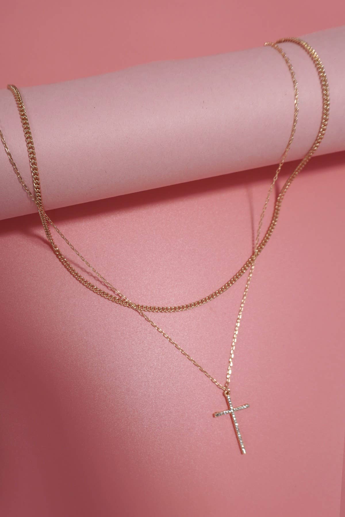 Double Layer Rhinestone Cross