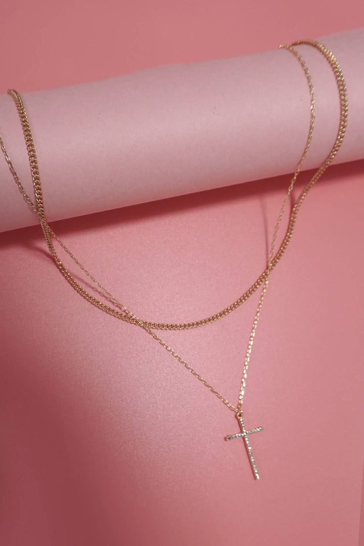Double Layer Rhinestone Cross