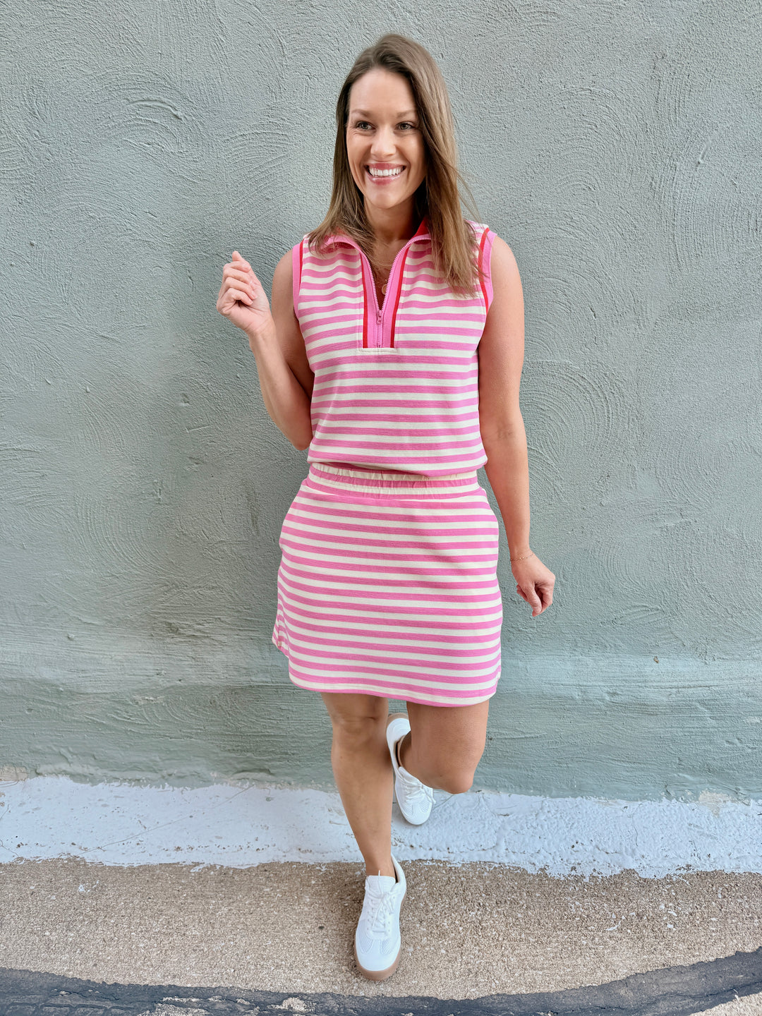 Pink Playmaker Stripe Skort Set