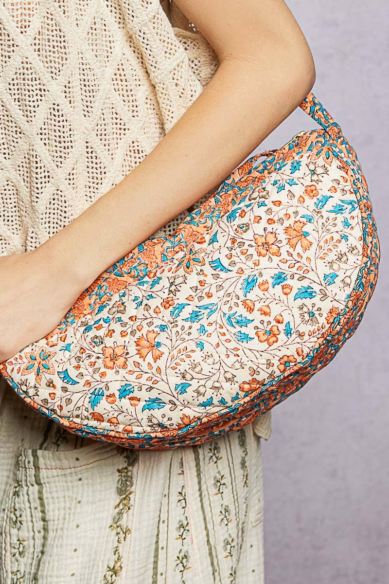 Golden Meadow Quilted Crescent Crossbody