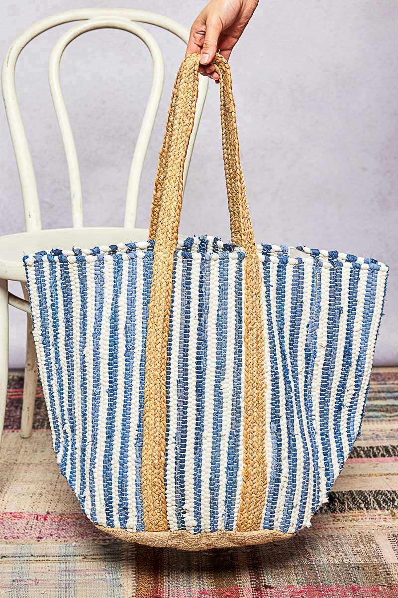 Harbor Stripe Denim Tote