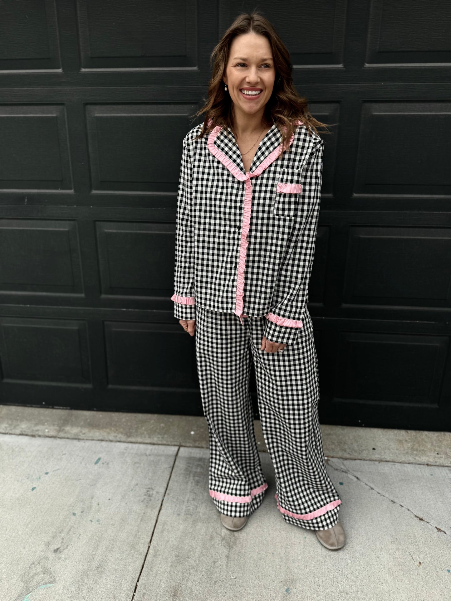 Gingham Ruffle Pajama Set