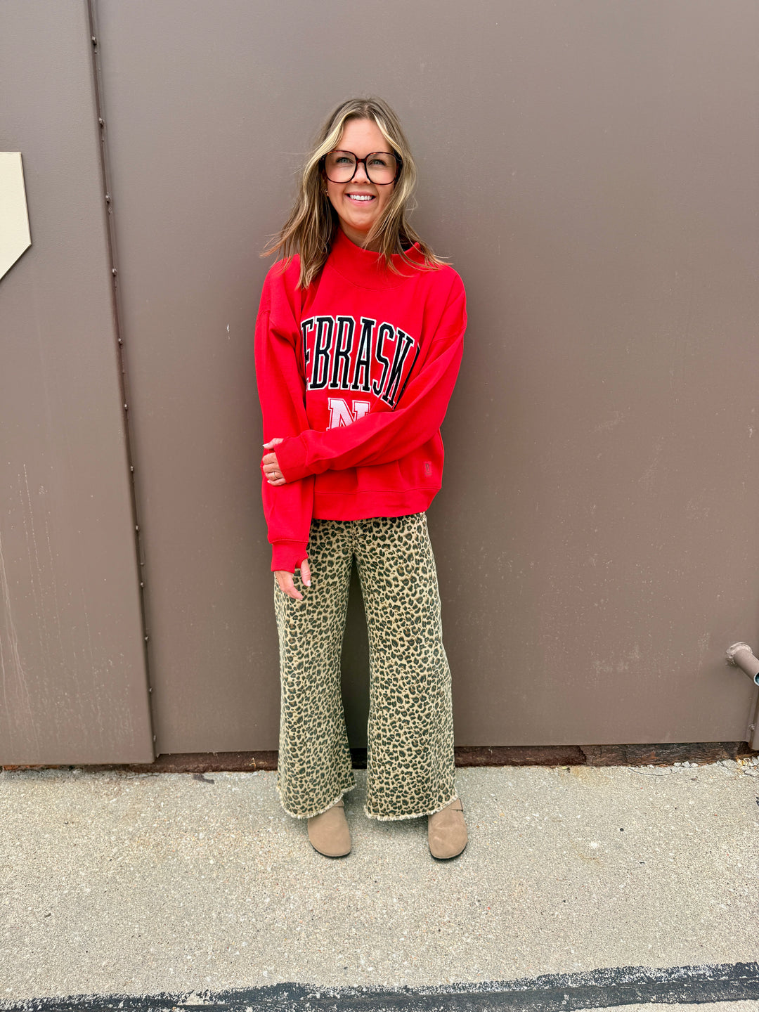 Mock Neck Red Nebraska