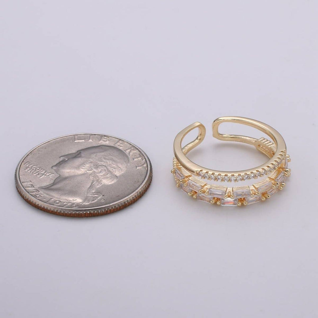 Luxe Layered Baguette &amp; Micro-Paved Statement Ring