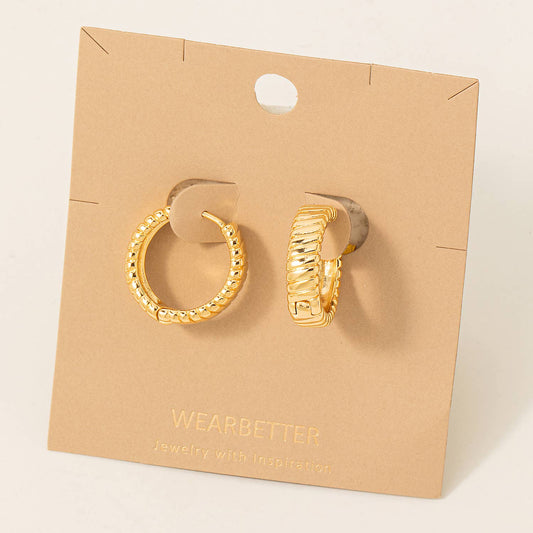 Flat Metallic Braided Latch Hoop Earrings