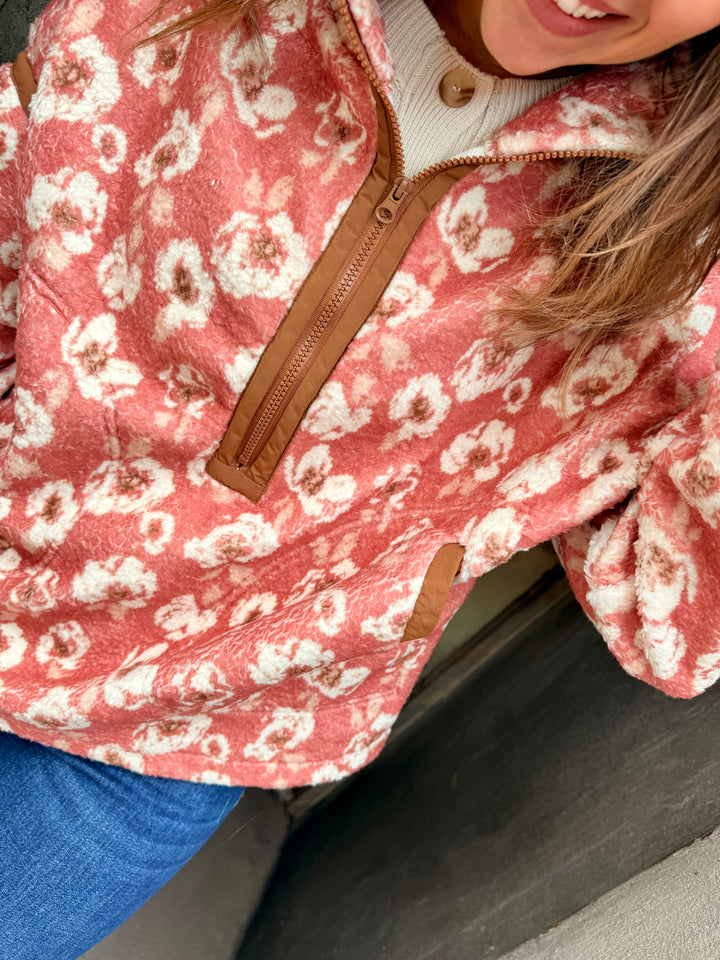 The Vintage Garden Pullover - Rust Floral