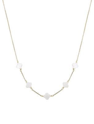 Gold Chain with Pearlized Clover Shell 16"-18" Necklace