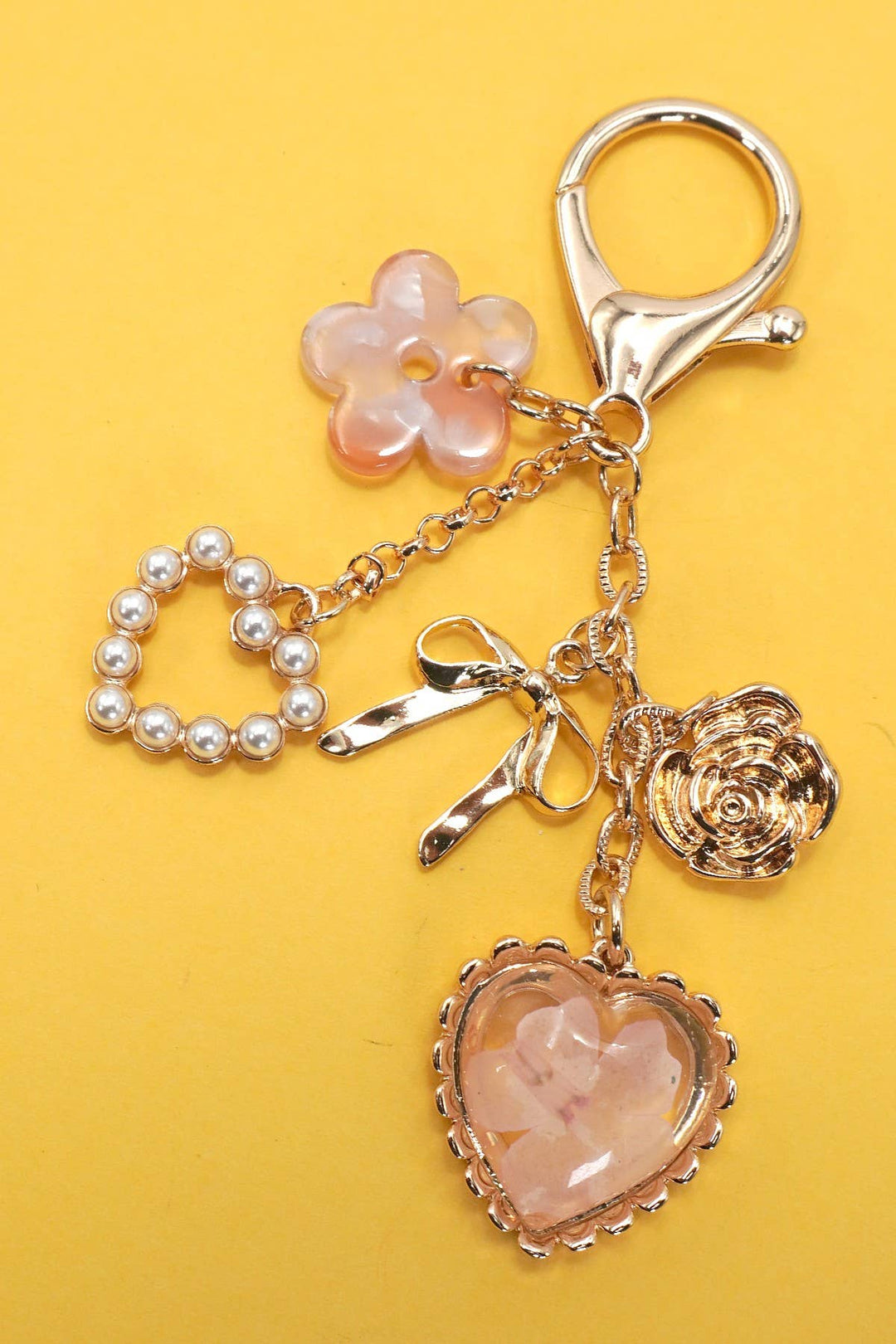 Bag Charm - Pressed Flowers, Bow, Pearl, Heart Charms