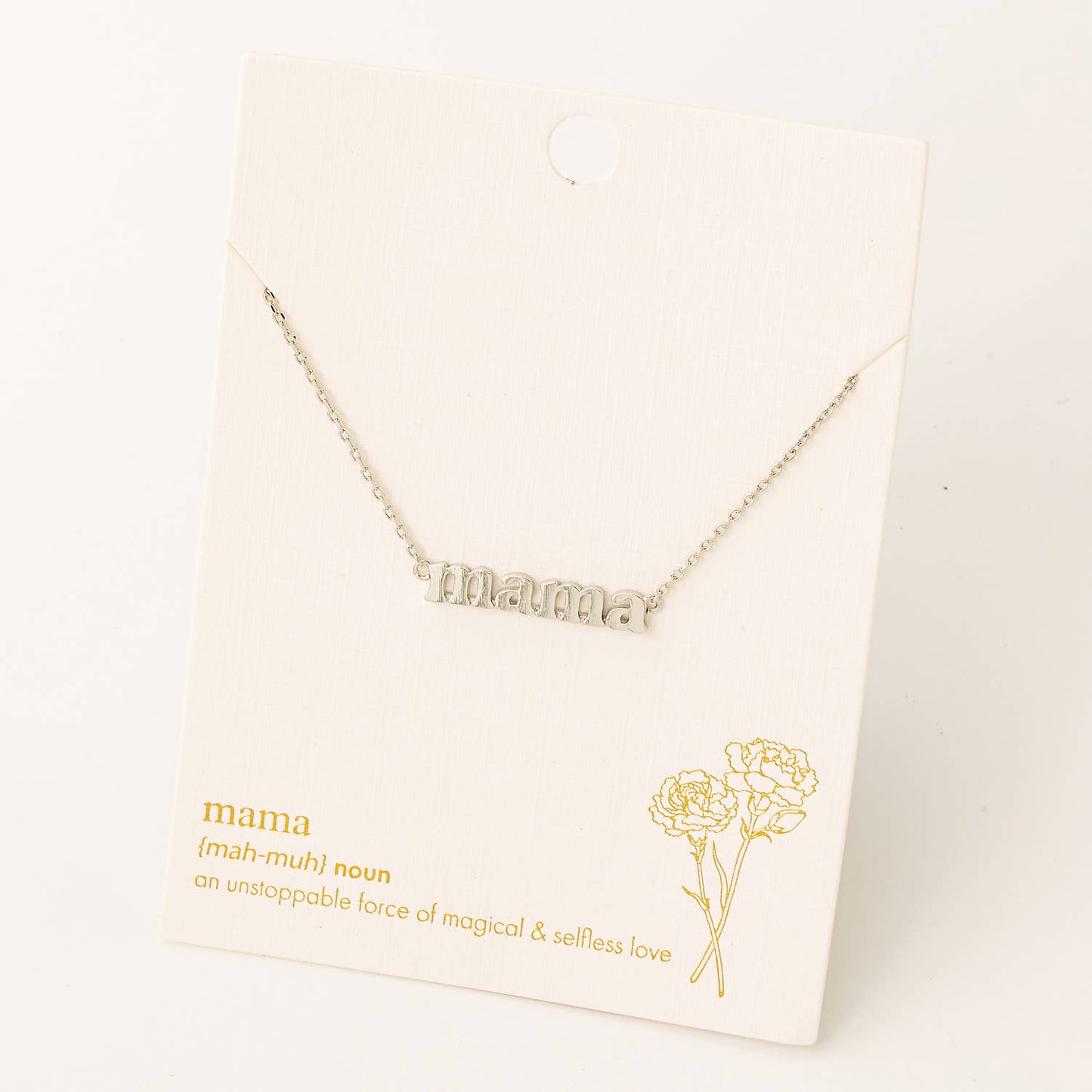 Mama Print Charm Necklace: Gold