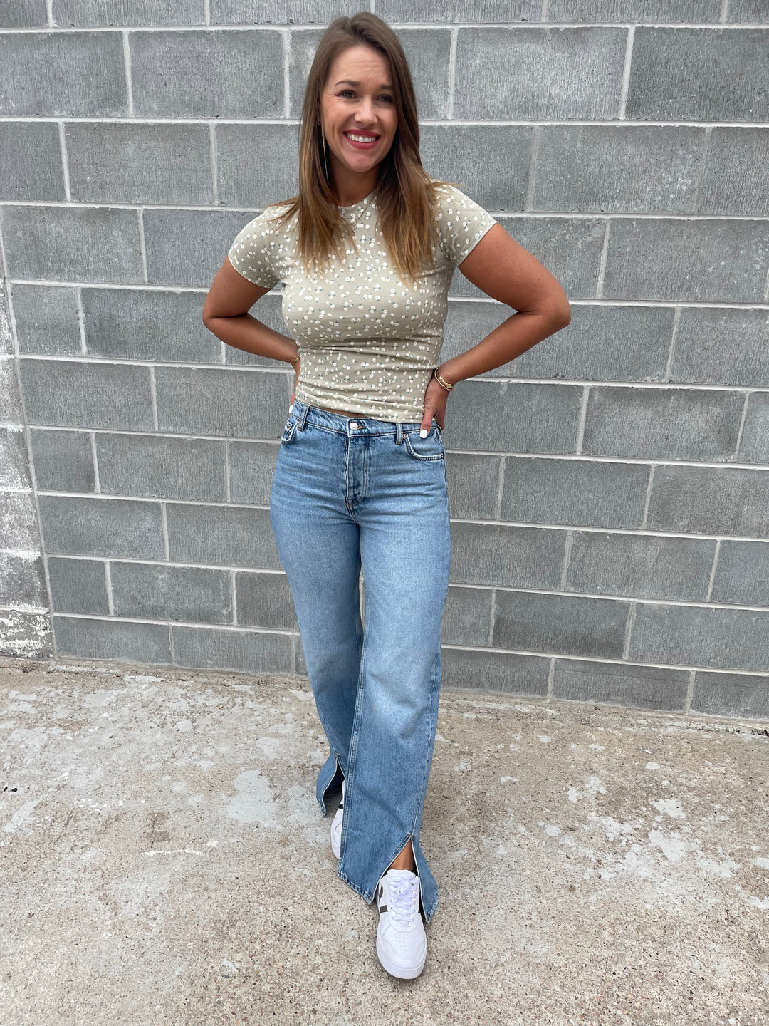 Long Lines Slit Straight Jeans in Vintage - FREE PEOPLE