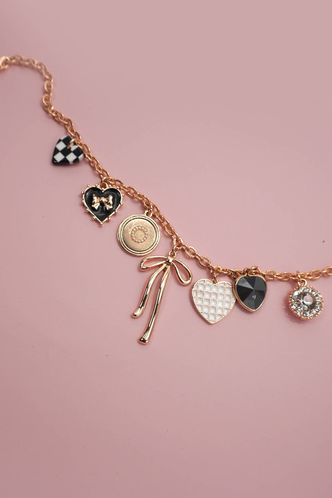 Charm Necklace Checkered Heart