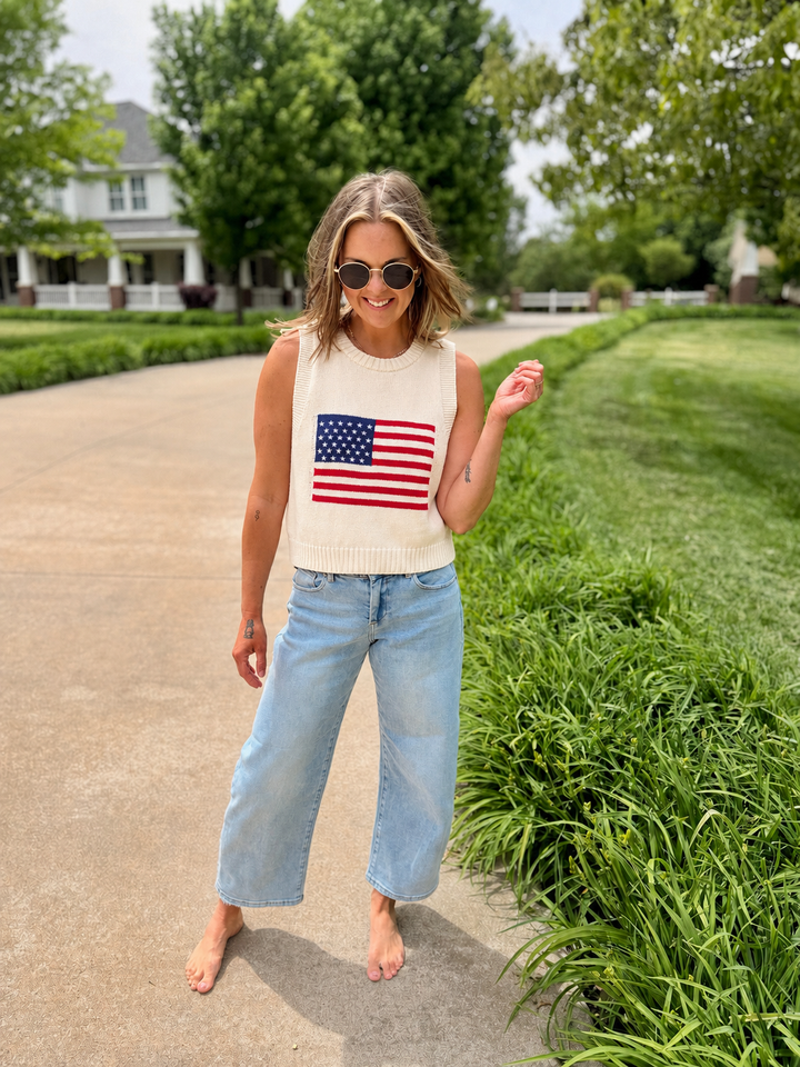 Let Freedom Ring Embroidered Top