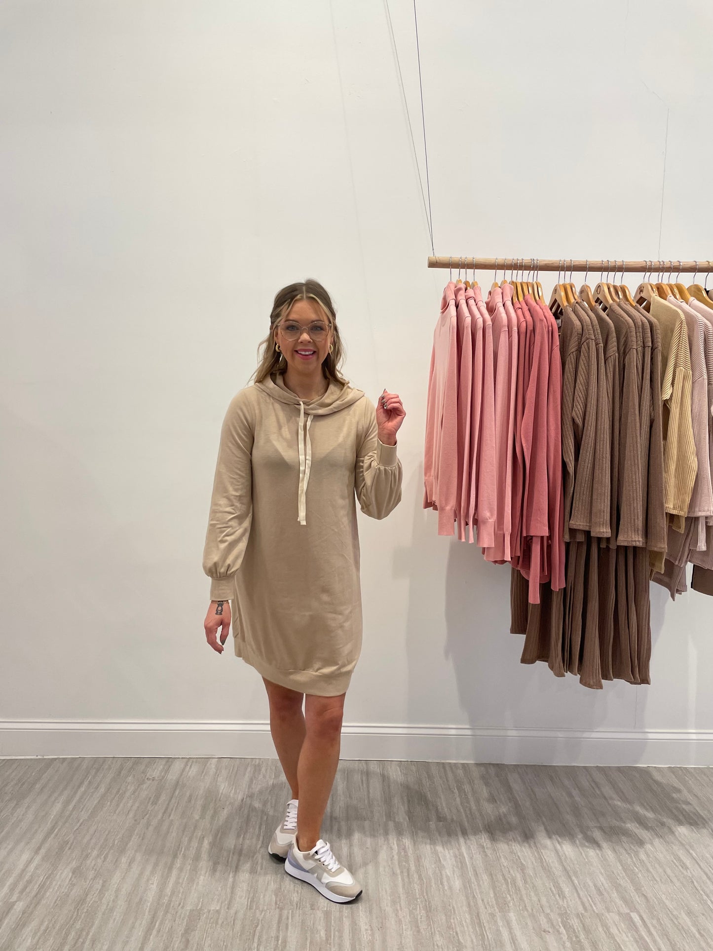 Taupe Hooded Layer Dress