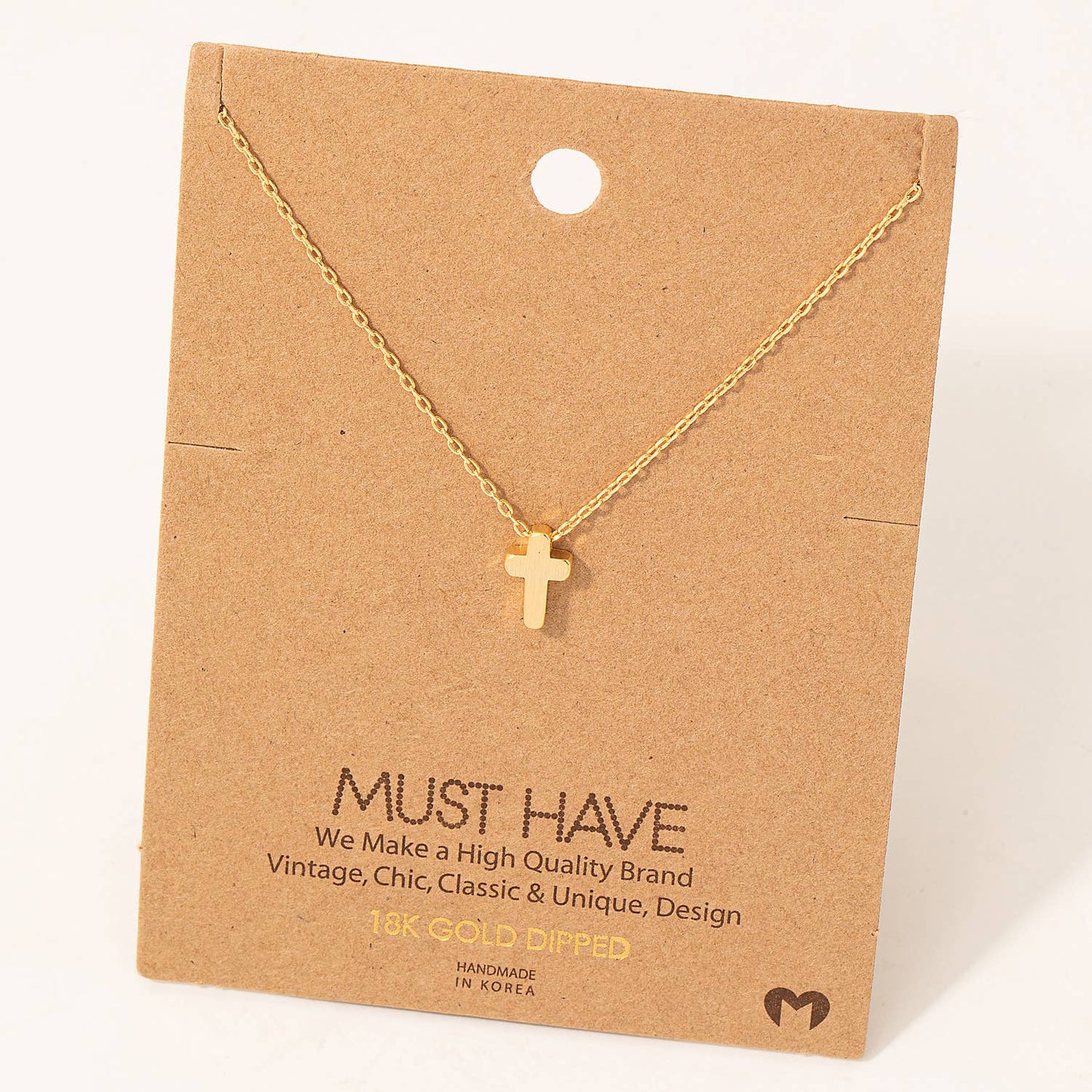 Dainty Mini Cross Pendant Necklace: Rose Gold