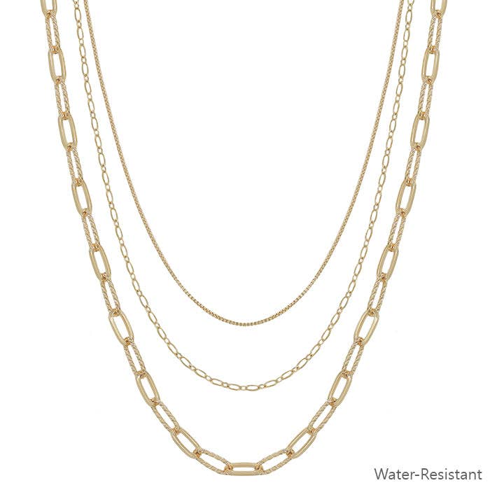 Water Resistant Triple Layered Clip Chain Necklace