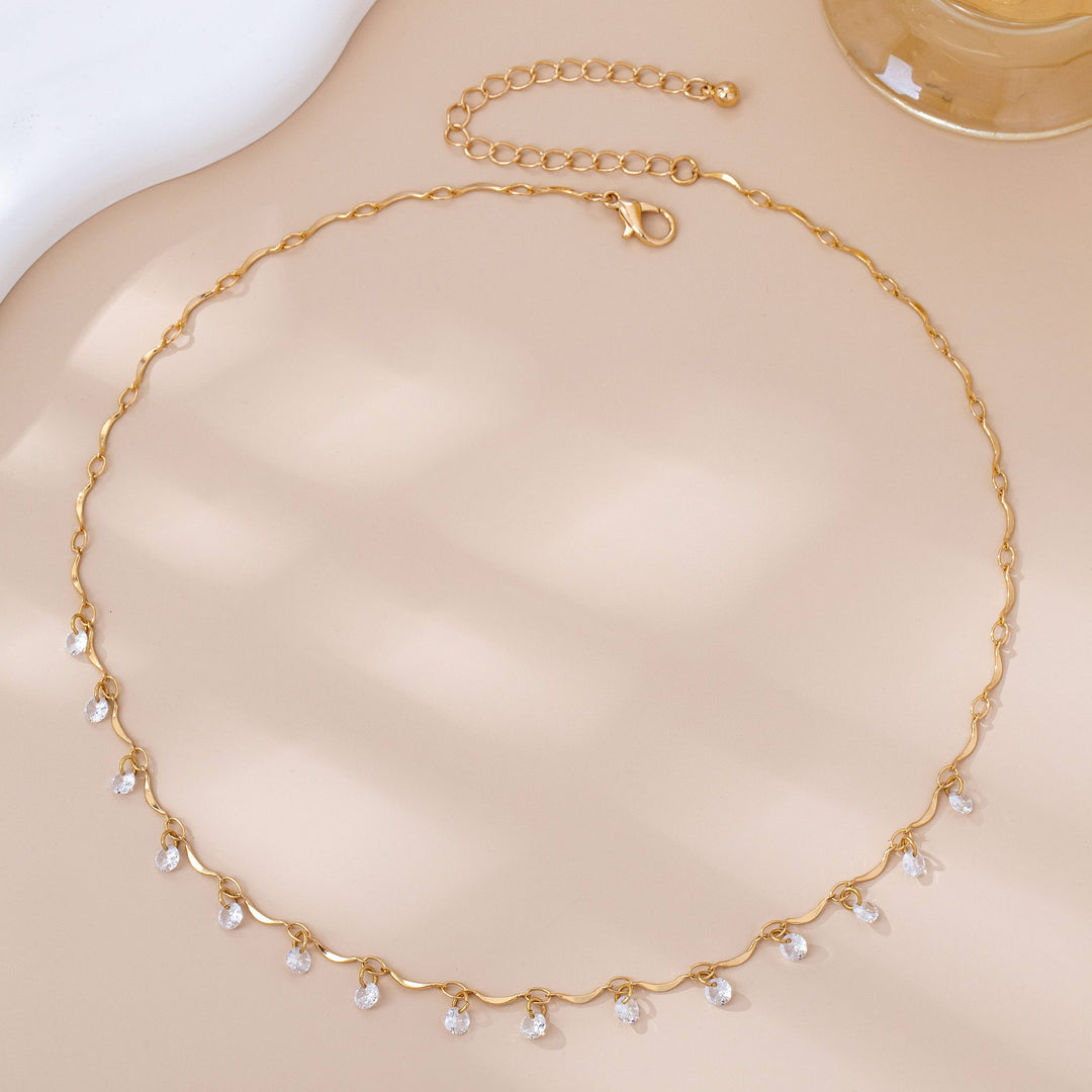 Crystal Rhinestone Station Necklace