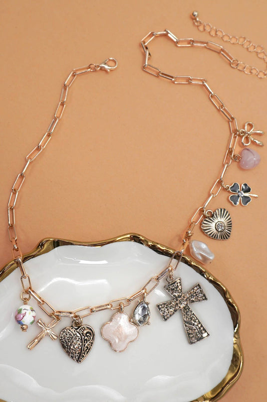 Multi Cross Charm Necklace