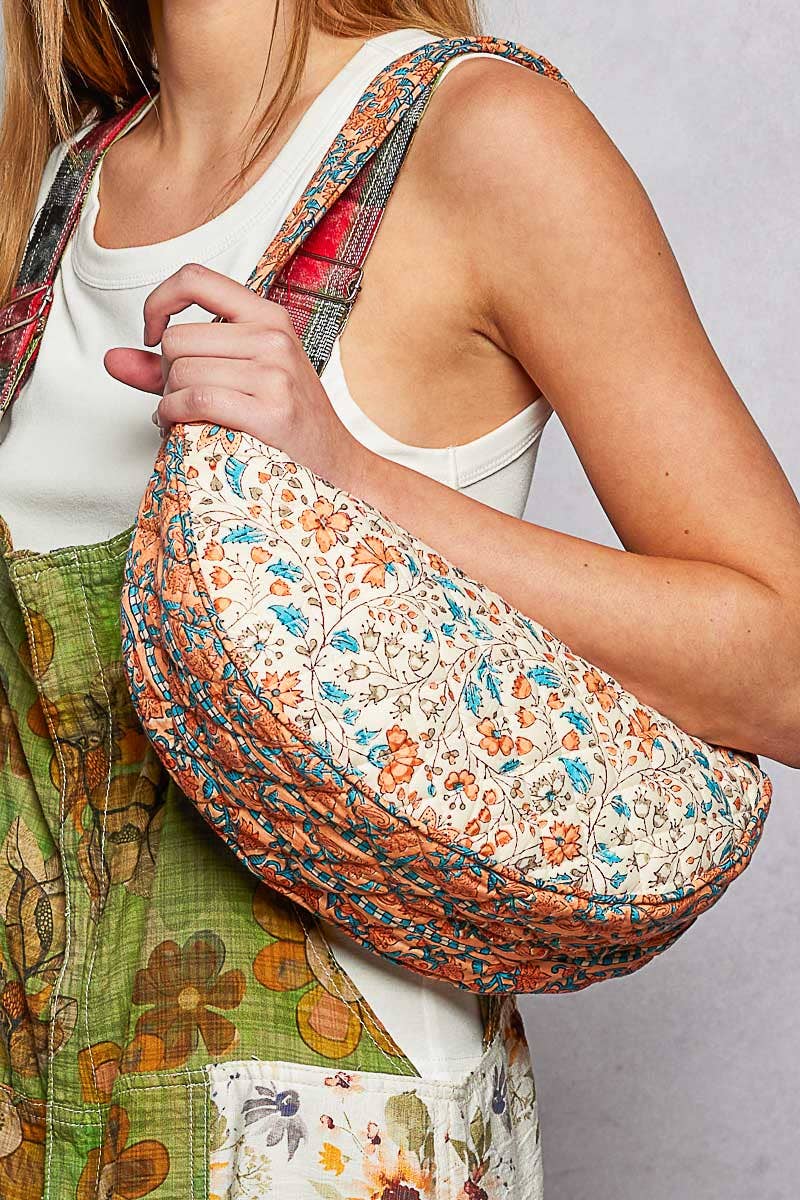 Golden Meadow Quilted Crescent Crossbody