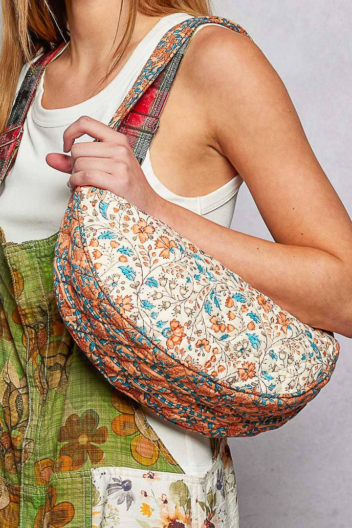 Golden Meadow Quilted Crescent Crossbody