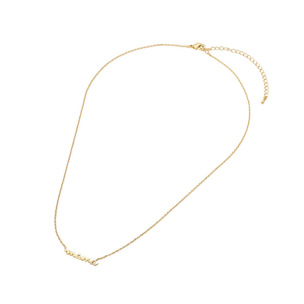 Script MAMA Plate Pendant Necklace