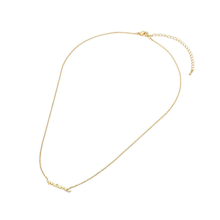Script MAMA Plate Pendant Necklace