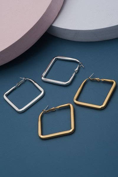 SQUARE HOLLOW HOOP EARRINGS