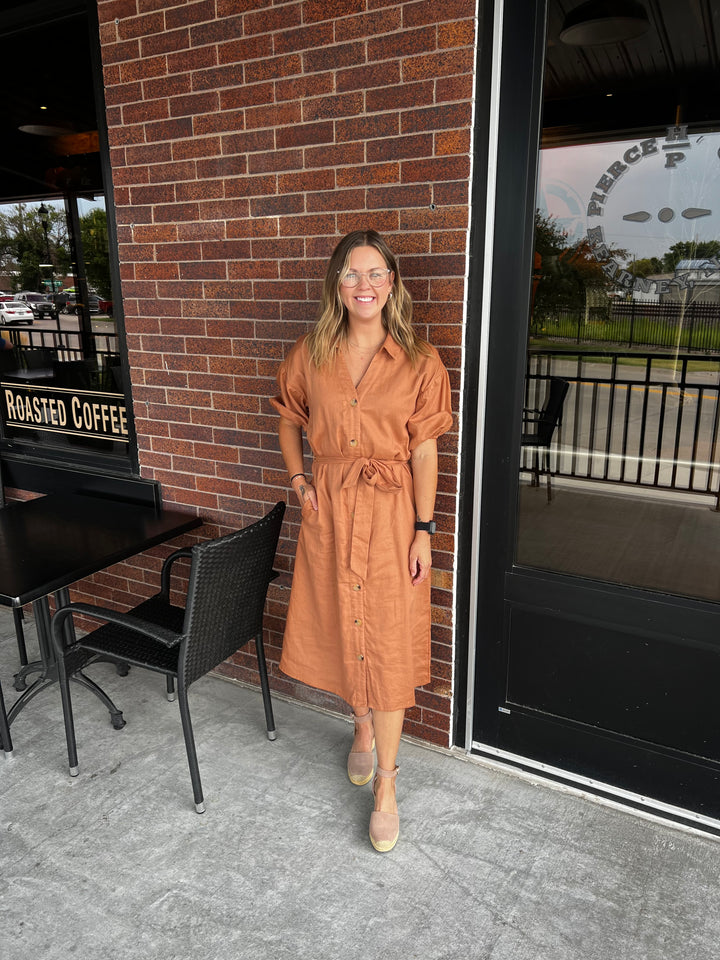 Rust Button Down Dress