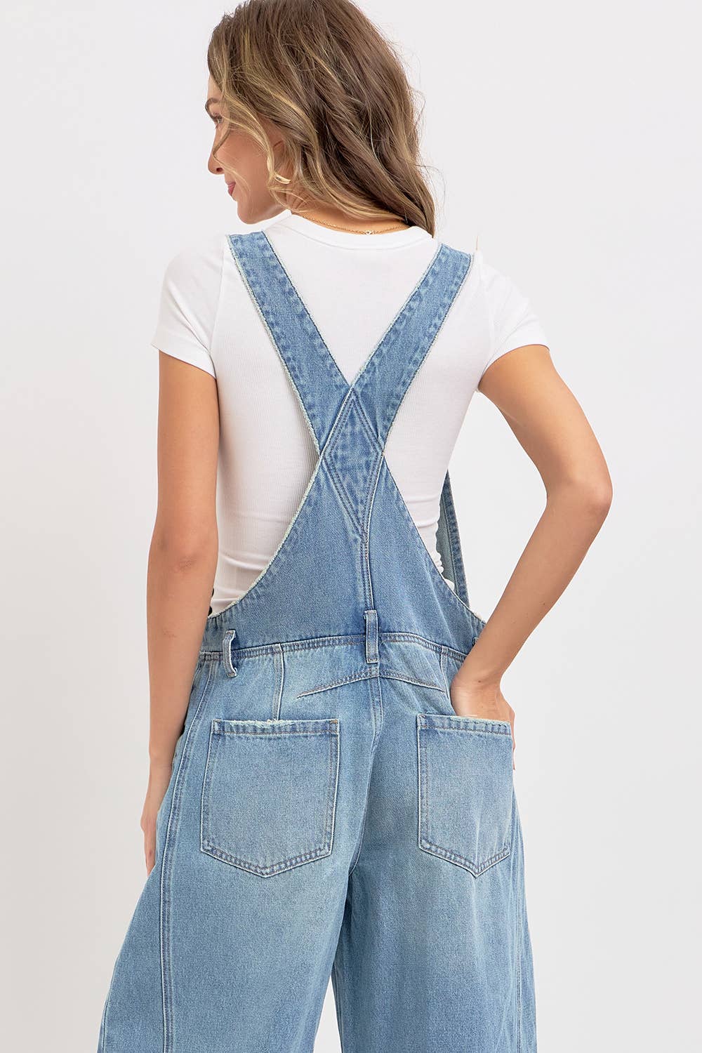 Barrel-Leg Denim Overalls