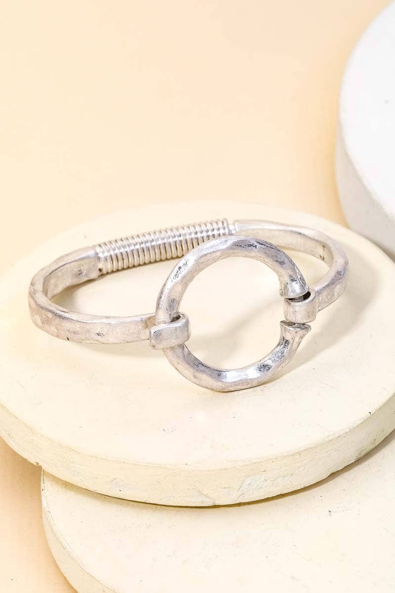 Hammered Circle Bangle Bracelet