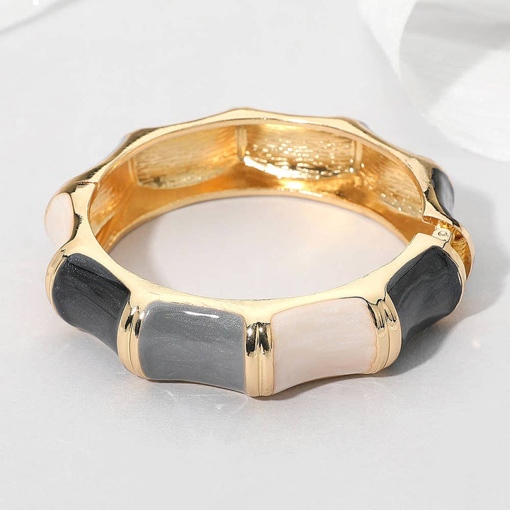 Becca - Bamboo Shape Hinged Bangle Bracelet