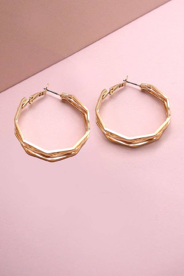 OCTAGON QUAD WIRE HOOP EARRINGS