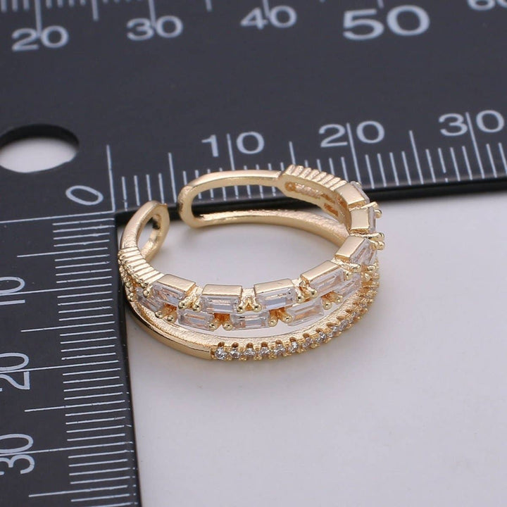 Luxe Layered Baguette &amp; Micro-Paved Statement Ring