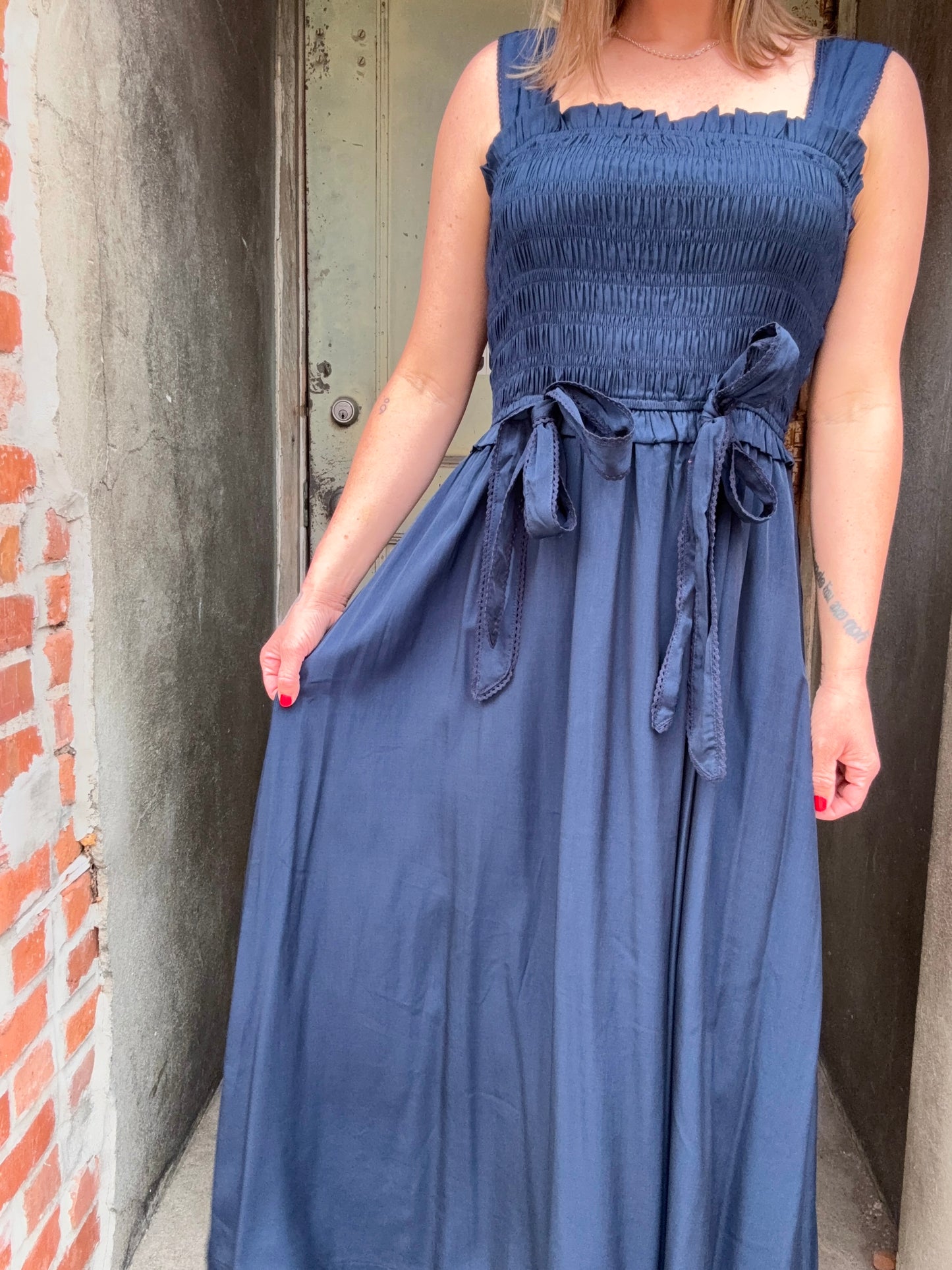 Bow & Bloom Dress - Navy