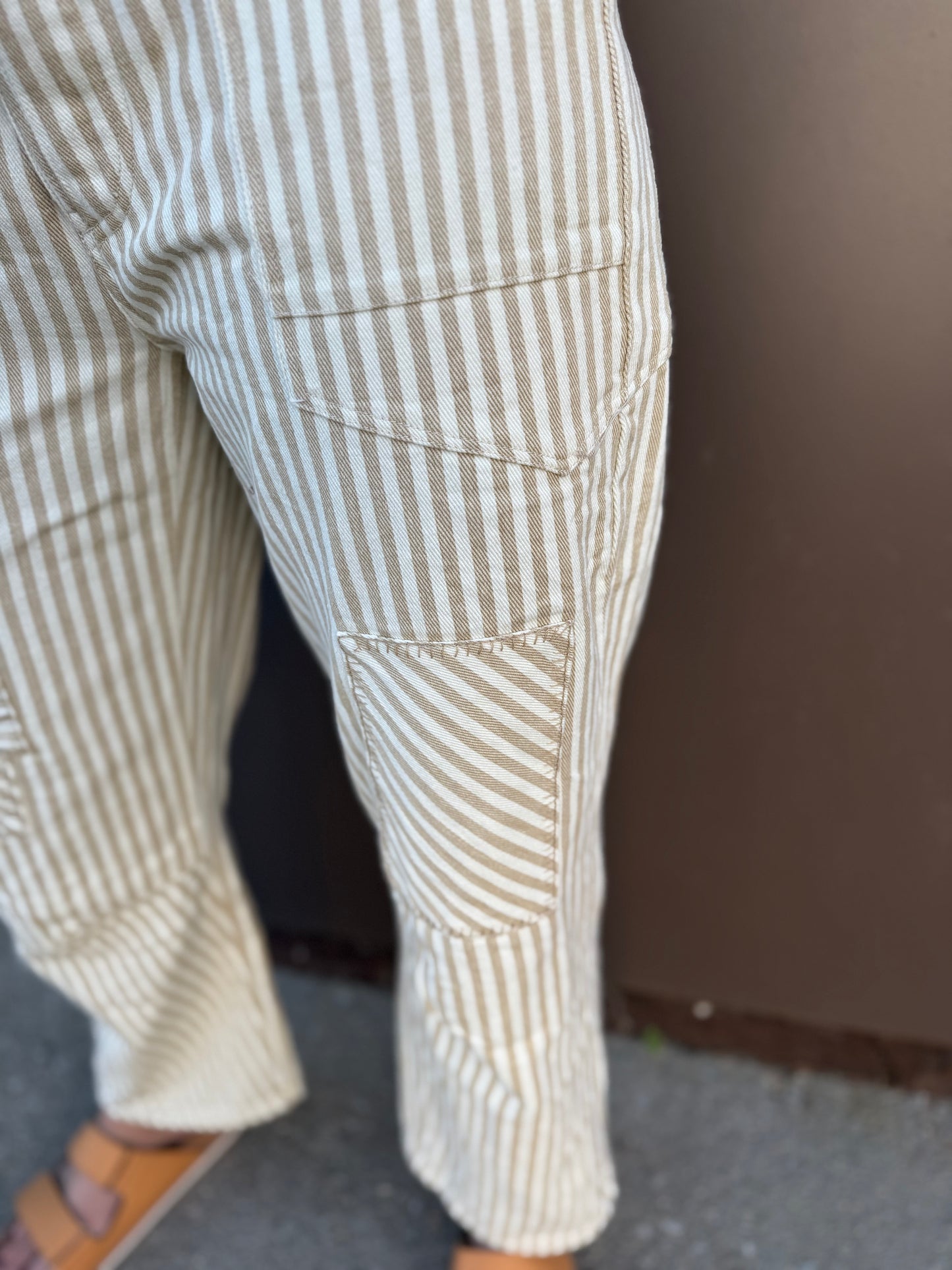 Striped Twill Barrel Pants