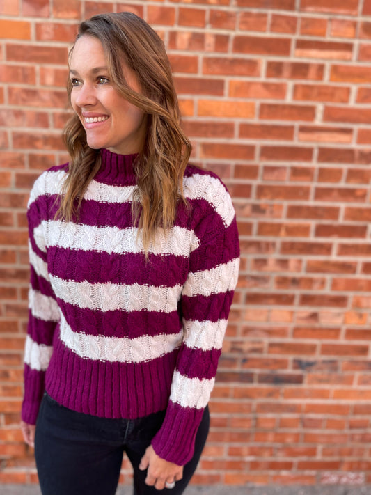 Striped Cable Knit - Purple