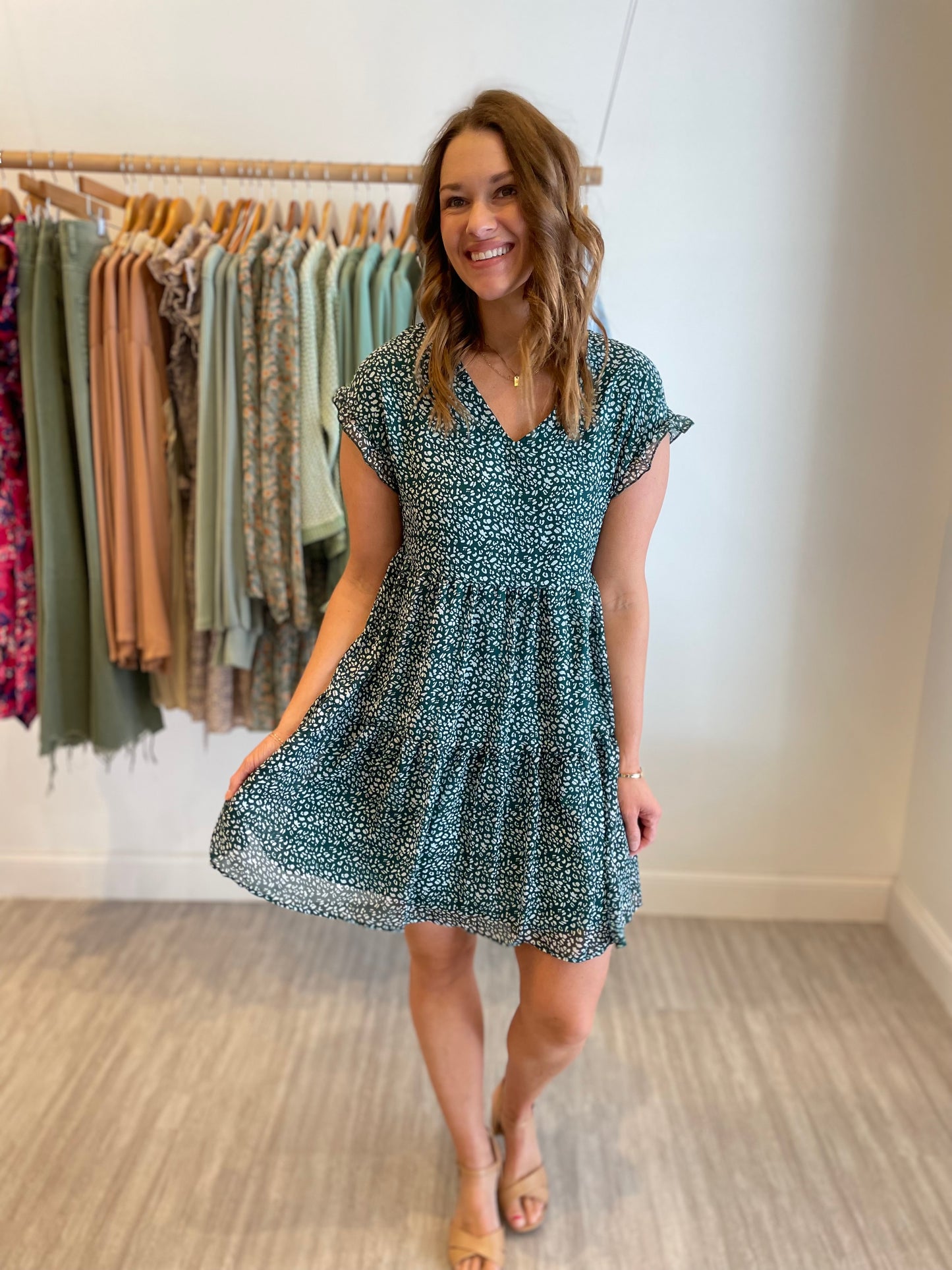 Green Dotted Dress