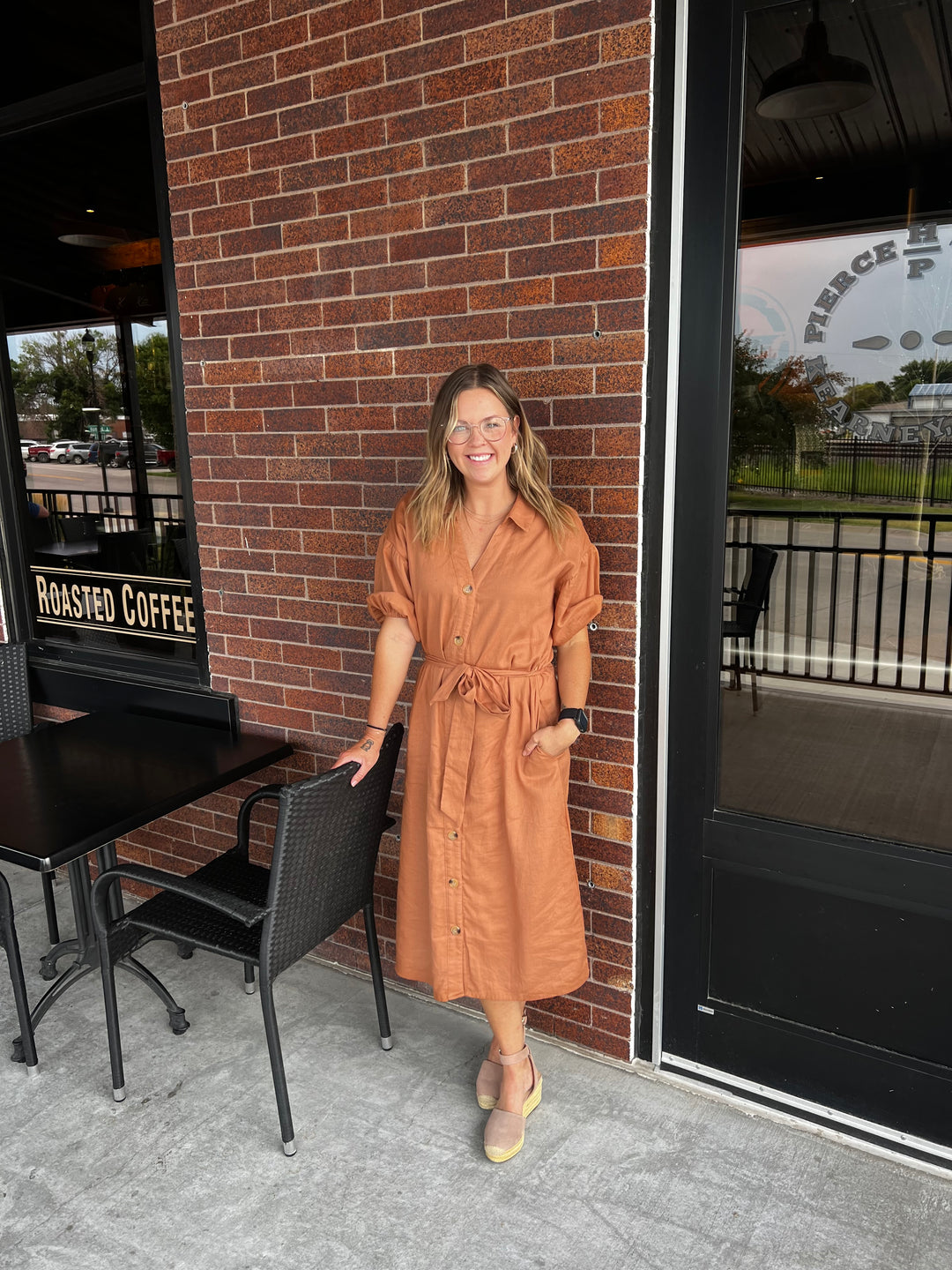 Rust Button Down Dress