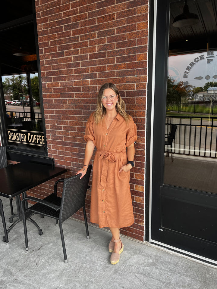 Rust Button Down Dress