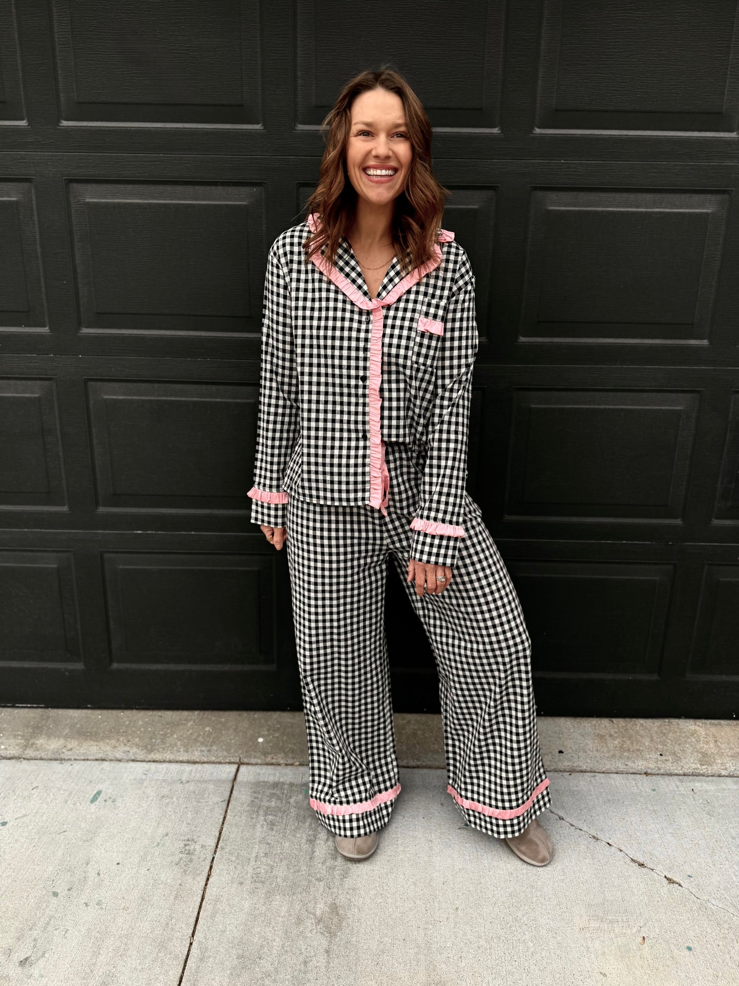 Gingham Ruffle Pajama Set