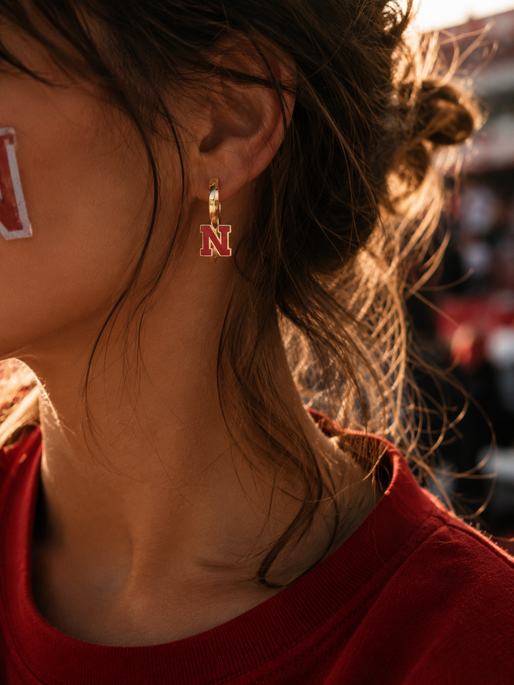 Nebraska Cornhuskers Enamel Logo Hoop Earrings