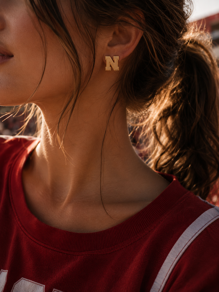 Nebraska Cornhuskers 24K Gold Plated Stud Earrings