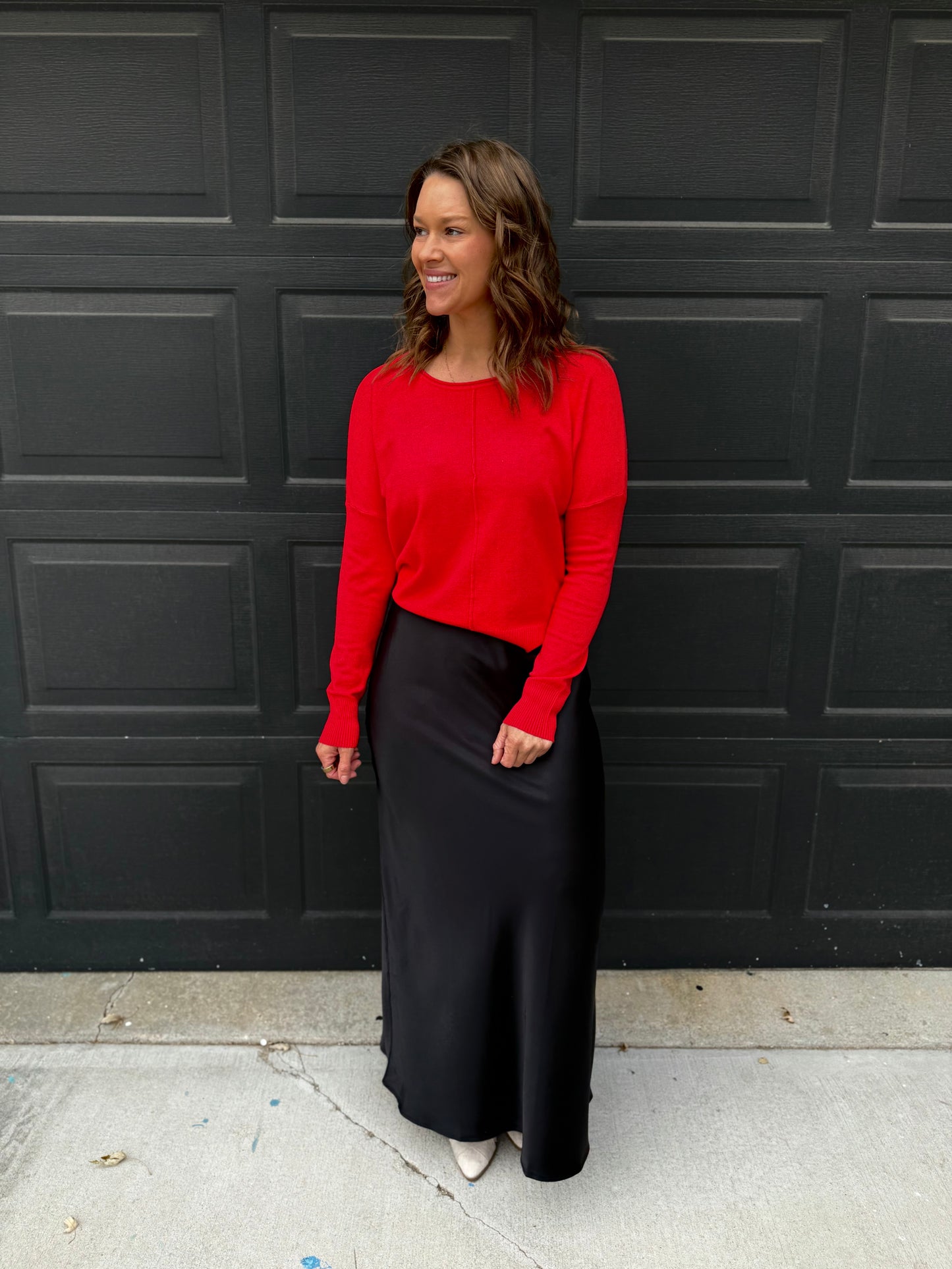 Silky Satin Maxi Skirt: Black