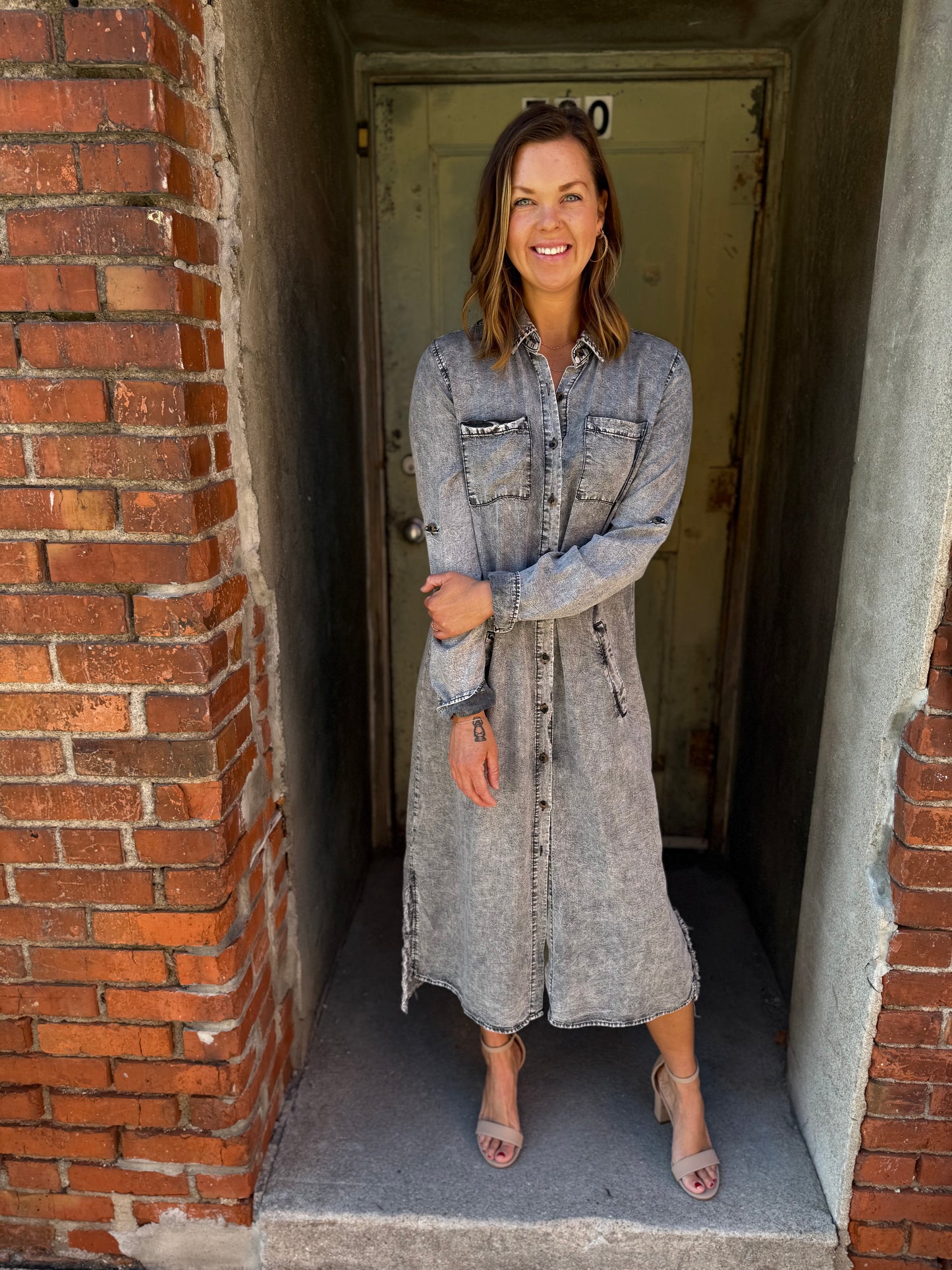 Dark Denim Tencel Denim Shirt Dress
